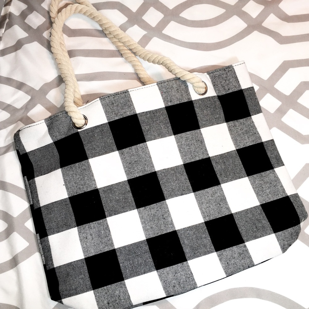 Buffalo plaid tote
